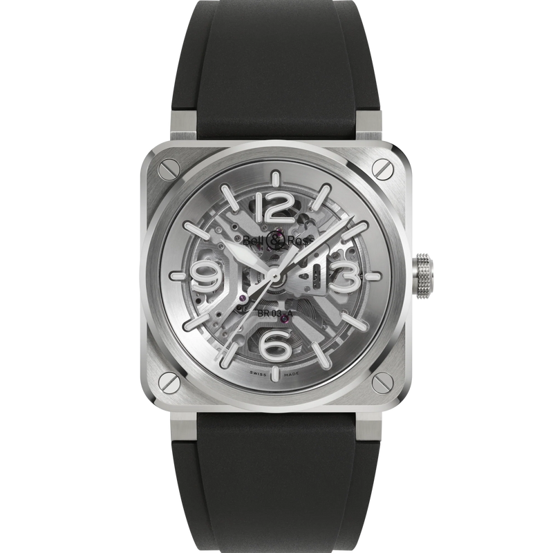 Bell & Ross BR 03 Skeleton Steel Automatic Watch - BR03A-GR-SKST/SRB Watches Bell & Ross