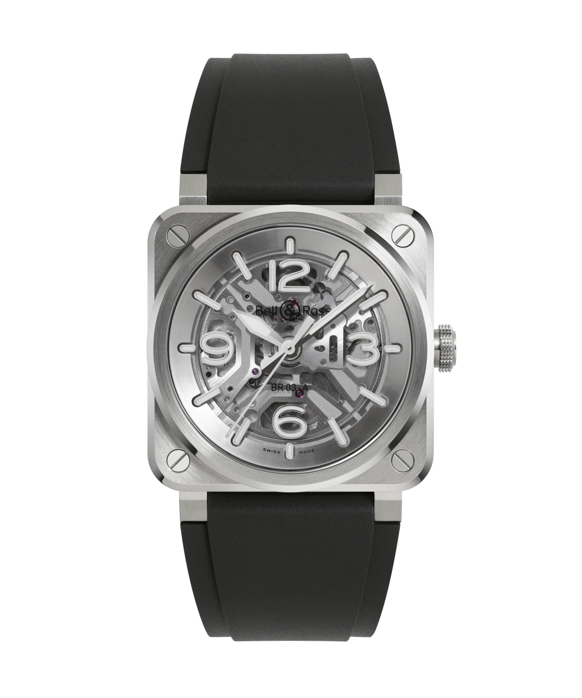 Bell & Ross BR 03 Skeleton Steel Automatic Watch - BR03A-GR-SKST/SRB