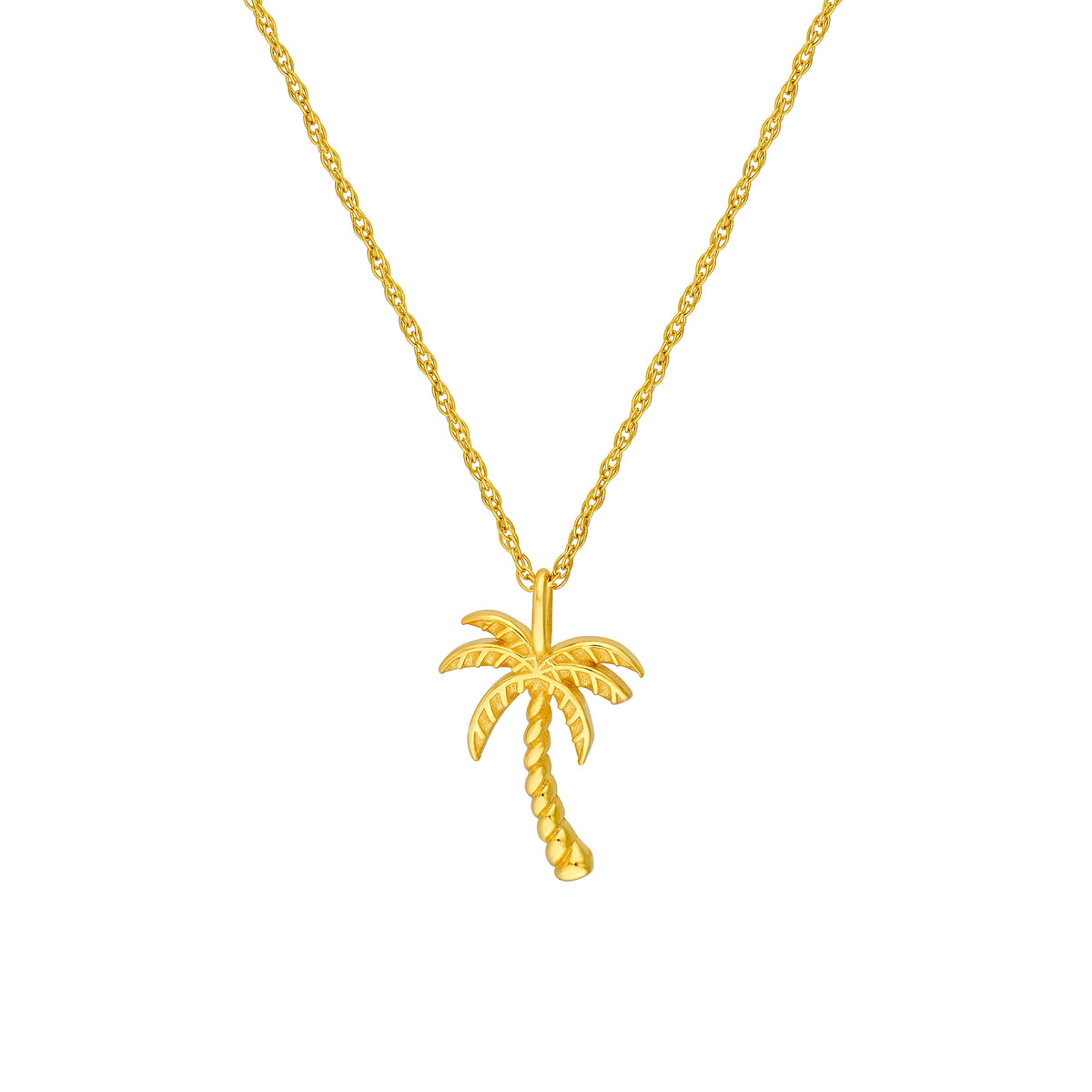 14kt Yellow Gold Palm Tree Pendant Necklace