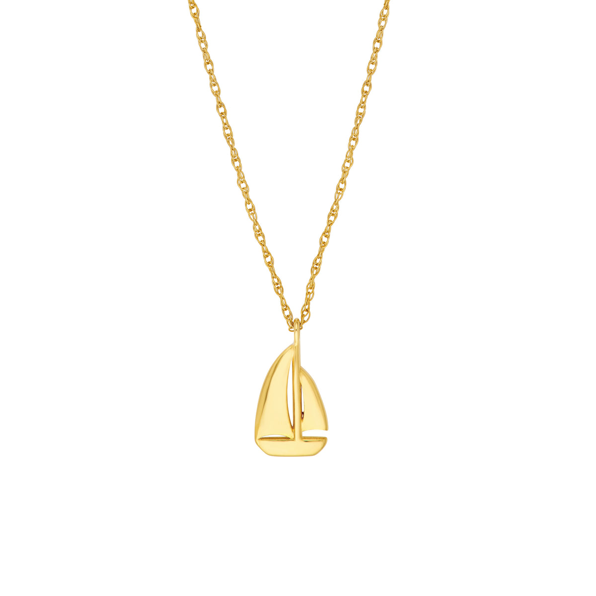 14kt Yellow Gold So You 3D Sailboat Pendant Necklace