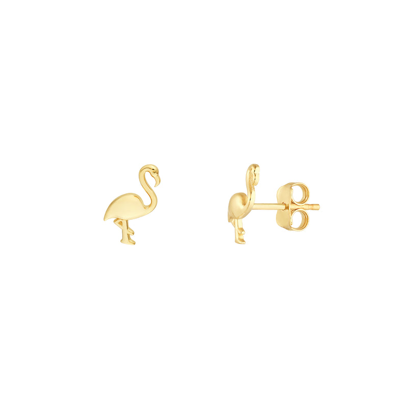 14kt Yellow Gold Flamingo Stud Earrings Earrings Curated by H
