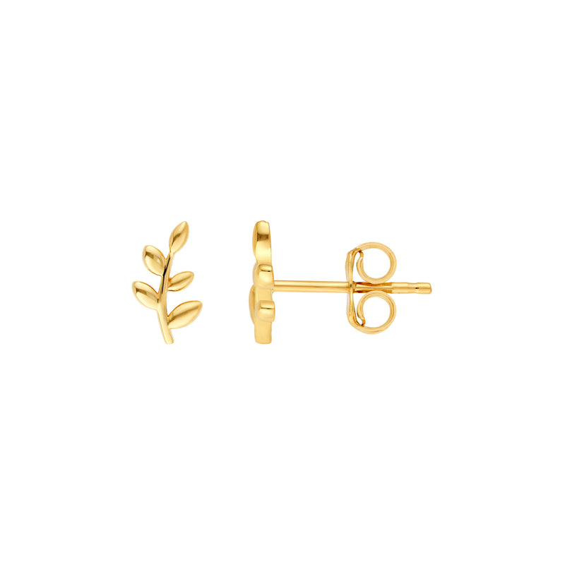 14kt Yellow Gold Leaf Branch Stud Earrings Earrings Curated by H
