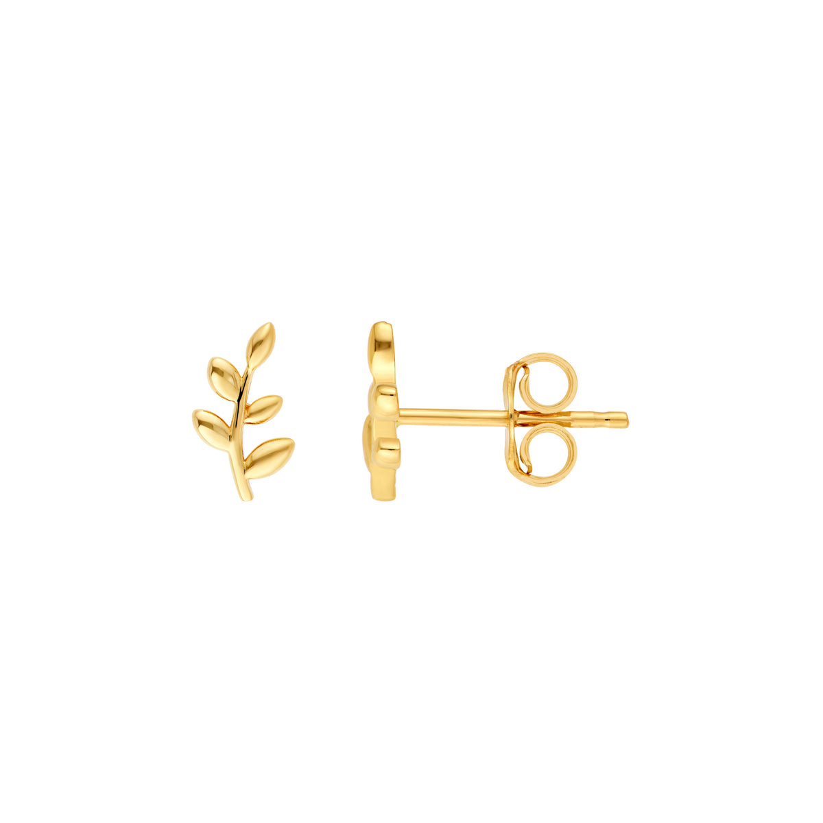 14kt Yellow Gold Leaf Branch Stud Earrings