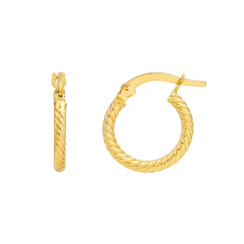 14kt Yellow Gold Twisted Round Hoop Earrings Earrings Curated by H