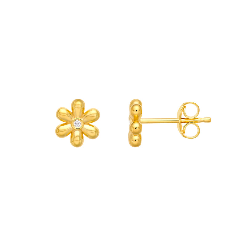 14kt Yellow Gold Diamond Flower Stud Earrings Earrings Curated by H