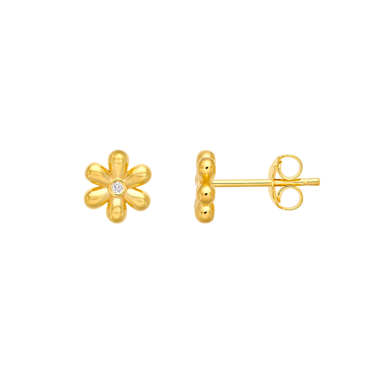 14kt Yellow Gold Diamond Flower Stud Earrings