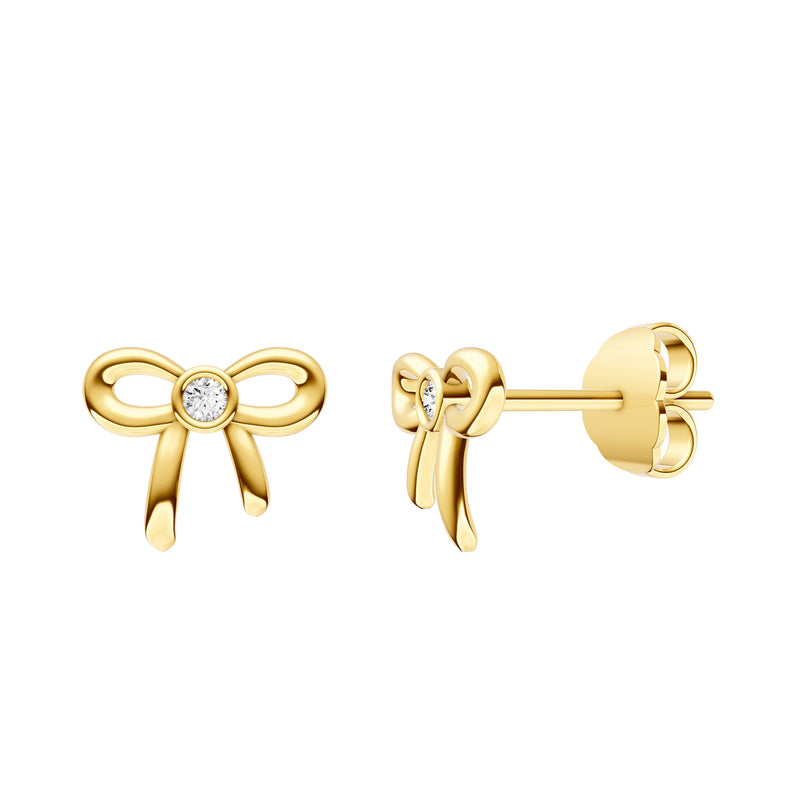 14kt Yellow Gold Diamond Bow Stud Earrings Earrings Curated by H