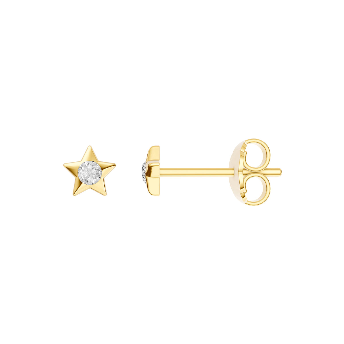 14kt Yellow Gold Diamond Star Stud Earrings