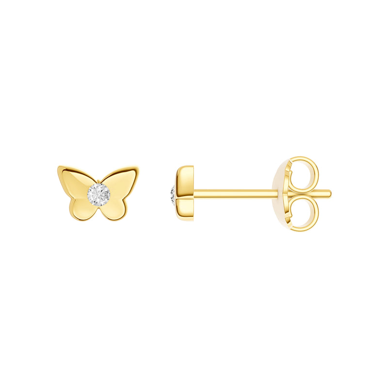 14kt Yellow Gold Diamond Butterfly Stud Earrings Earrings Curated by H