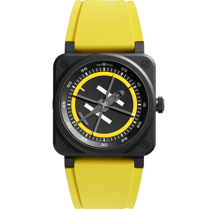 Bell & Ross BR 03 Helipad Black Ceramic Automatic Limited Edition Watch - BR03A-HE-CE/SRB Watches Bell & Ross