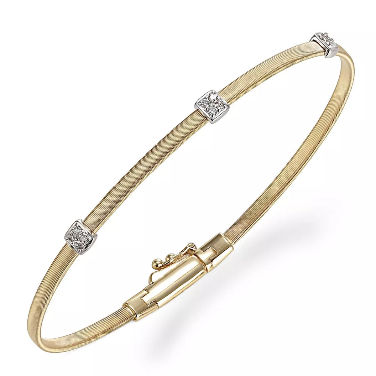 18kt Yellow Gold Masai Triple Diamond Pavé Slim Bangle Bracelet Bracelets Marco Bicego