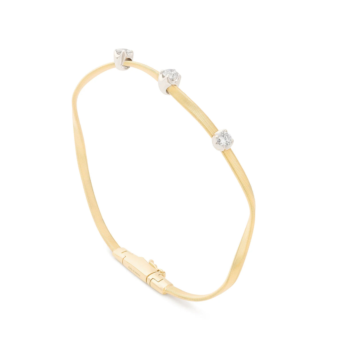 18kt Yellow Gold Marrakech 3 Diamond Twisted Coil Station Bracelet Bracelets Marco Bicego