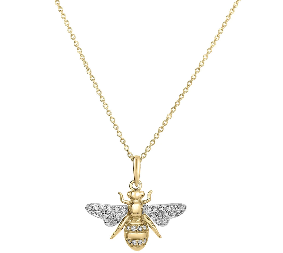 18K Yellow Gold Tiny Treasures Diamond Bumble Bee Pendant Necklace