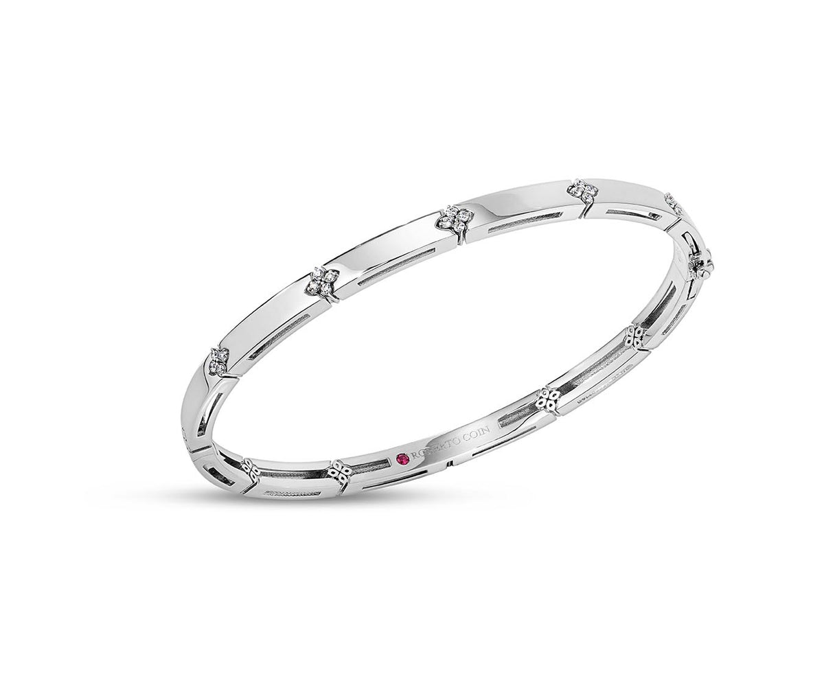 18Kt. White Gold Love in Verona Diamond Bangle Bracelet