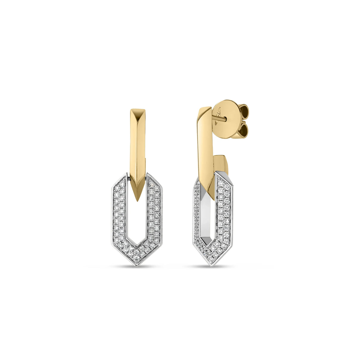 18kt Yellow Gold Designer Gold Diamond Drop Earrings