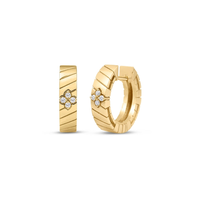 18kt Yellow Gold Love In Verona Diamond Huggie Hoop Earrings