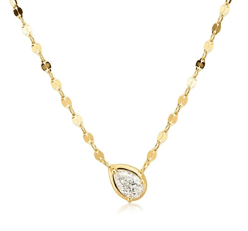 14kt Yellow Gold Pear Shape Diamond Sparkle Chain Necklace Necklaces Shy Creation