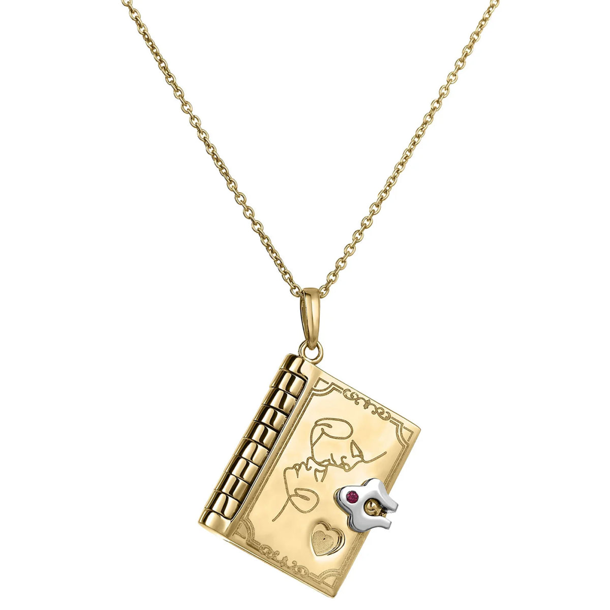 18K Yellow Gold Tiny Treasures Love Book Pendant Necklace