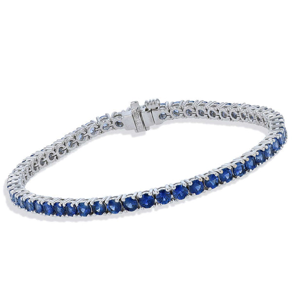 6.22ct Ombre Blue Sapphire White Gold Tennis Bracelet Bracelets H&H Jewels