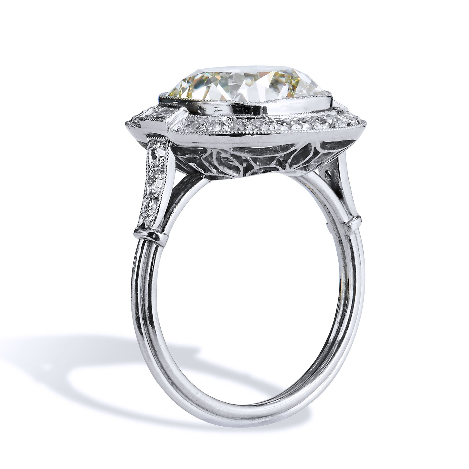 6.53 Carat Cushion Cut Brilliant Diamond Engagement Ring Rings H&amp;H Jewels