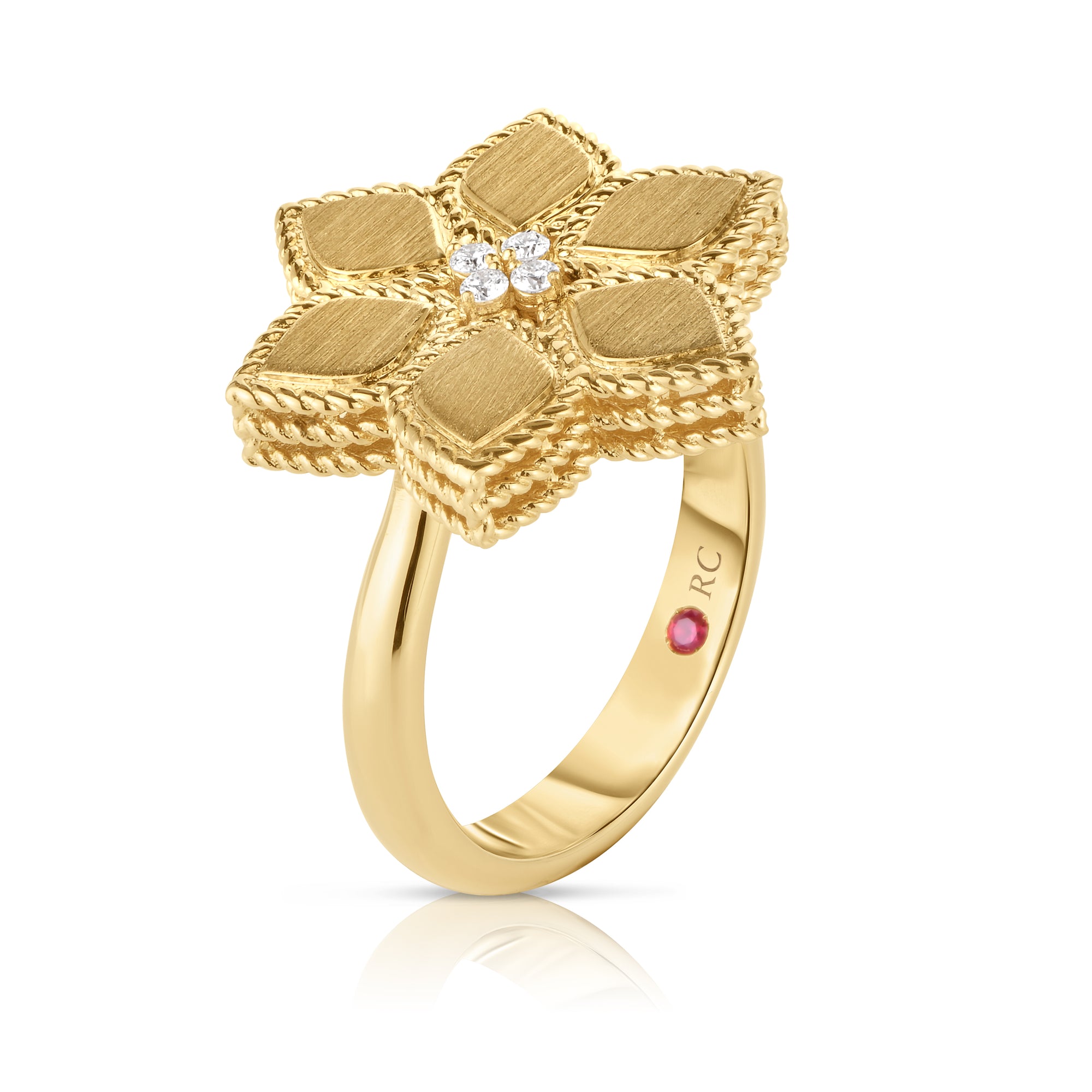 18kt Yellow Gold Daisy Vernazza Diamond Flower Ring Rings Roberto Coin