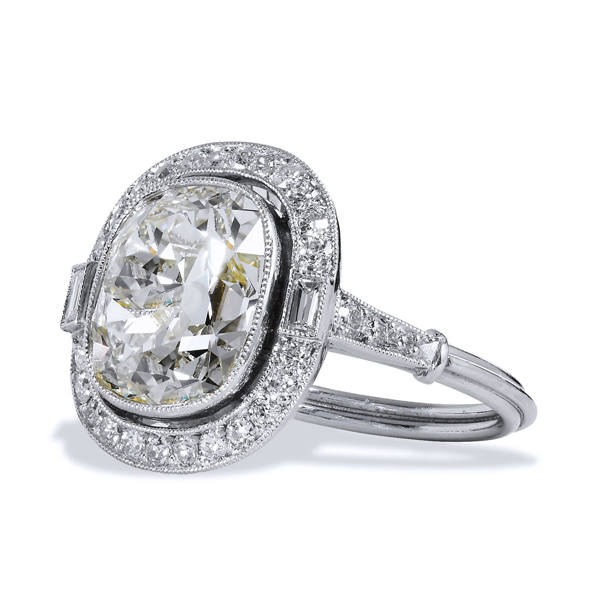 6.53 Carat Cushion Cut Brilliant Diamond Engagement Ring - Alternate View 2