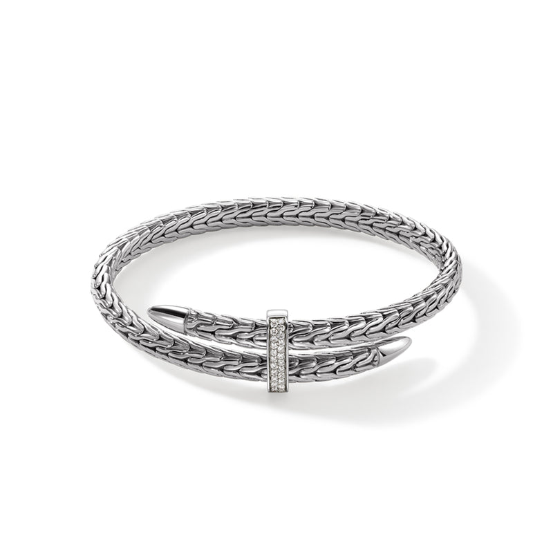 Spear Flex Cuff, Sterling Silver, Diamonds, 5.5MM, by John Hardy Bracelets John Hardy