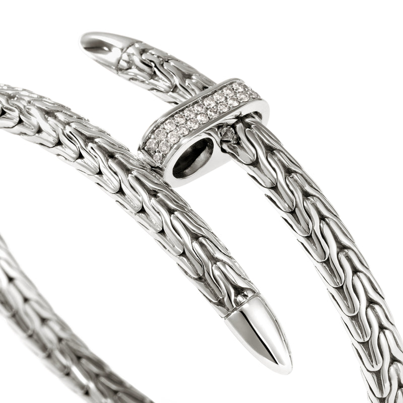 Spear Flex Cuff, Sterling Silver, Diamonds, 5.5MM, by John Hardy Bracelets John Hardy