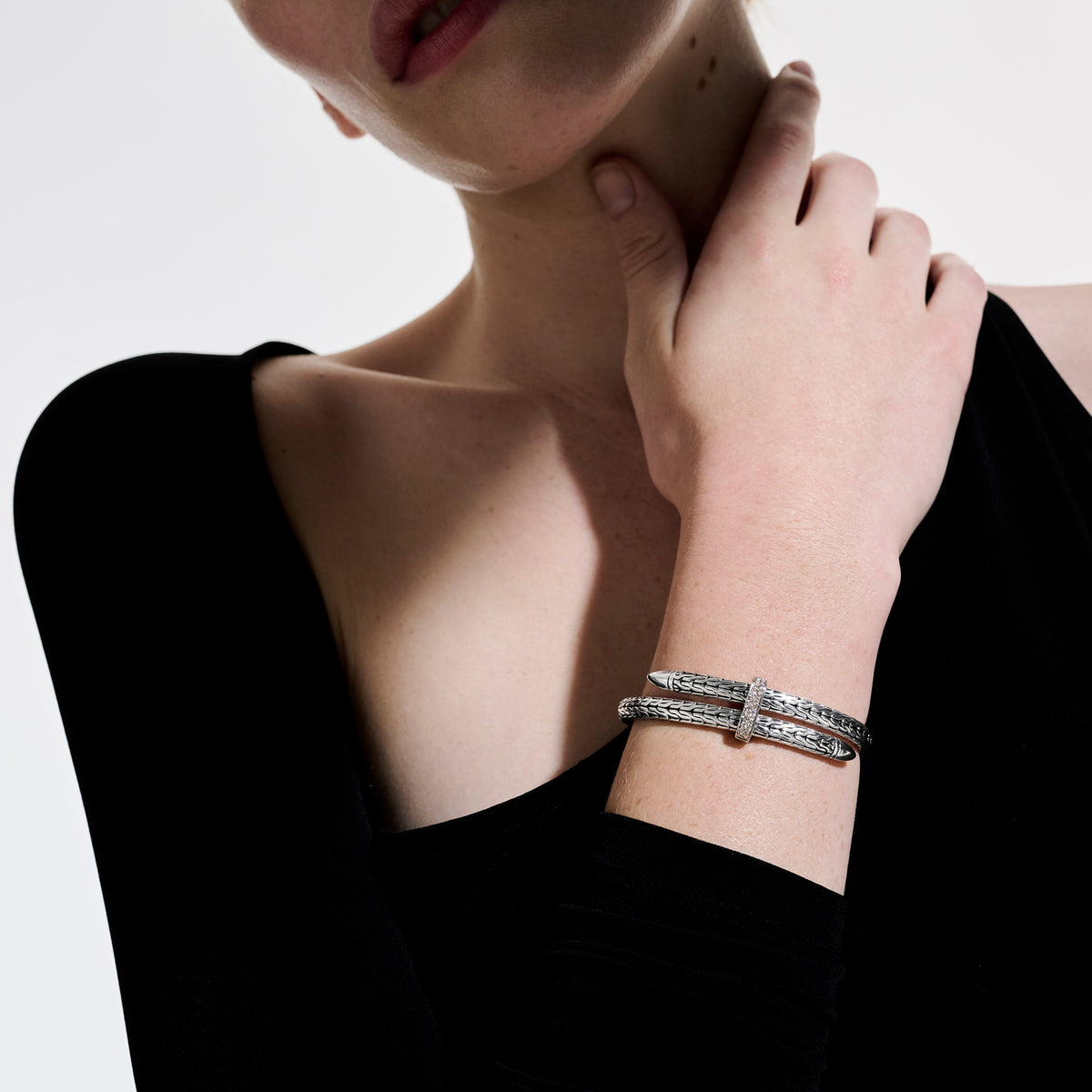 Spear Flex Cuff, Sterling Silver, Diamonds, 5.5MM, by John Hardy - Alternate View 6