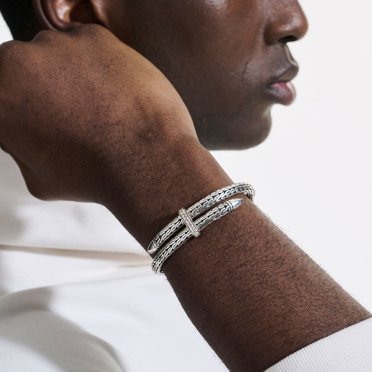 Spear Flex Cuff, Sterling Silver, Diamonds, 5.5MM, by John Hardy - Alternate View 5
