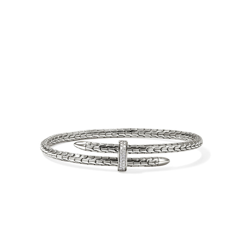 Spear Flex Cuff, Sterling Silver, Diamonds, 4MM, by John Hardy Bracelets John Hardy