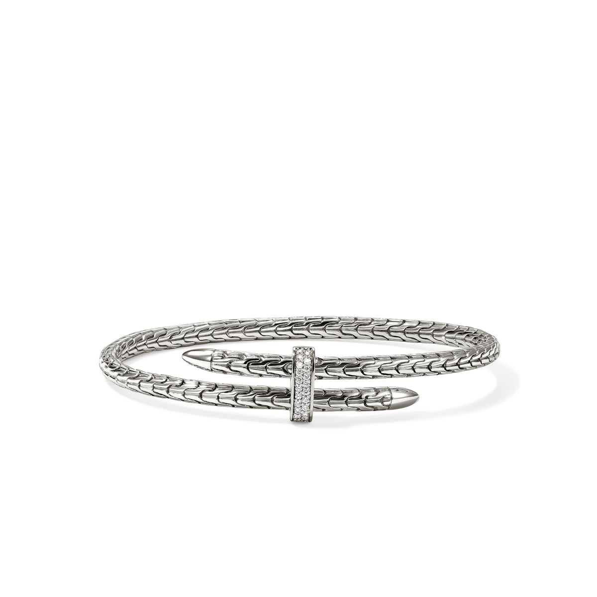 Spear Flex Cuff, Sterling Silver, Diamonds, 4MM, by John Hardy Bracelets John Hardy