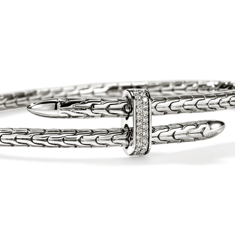 Spear Flex Cuff, Sterling Silver, Diamonds, 4MM, by John Hardy Bracelets John Hardy