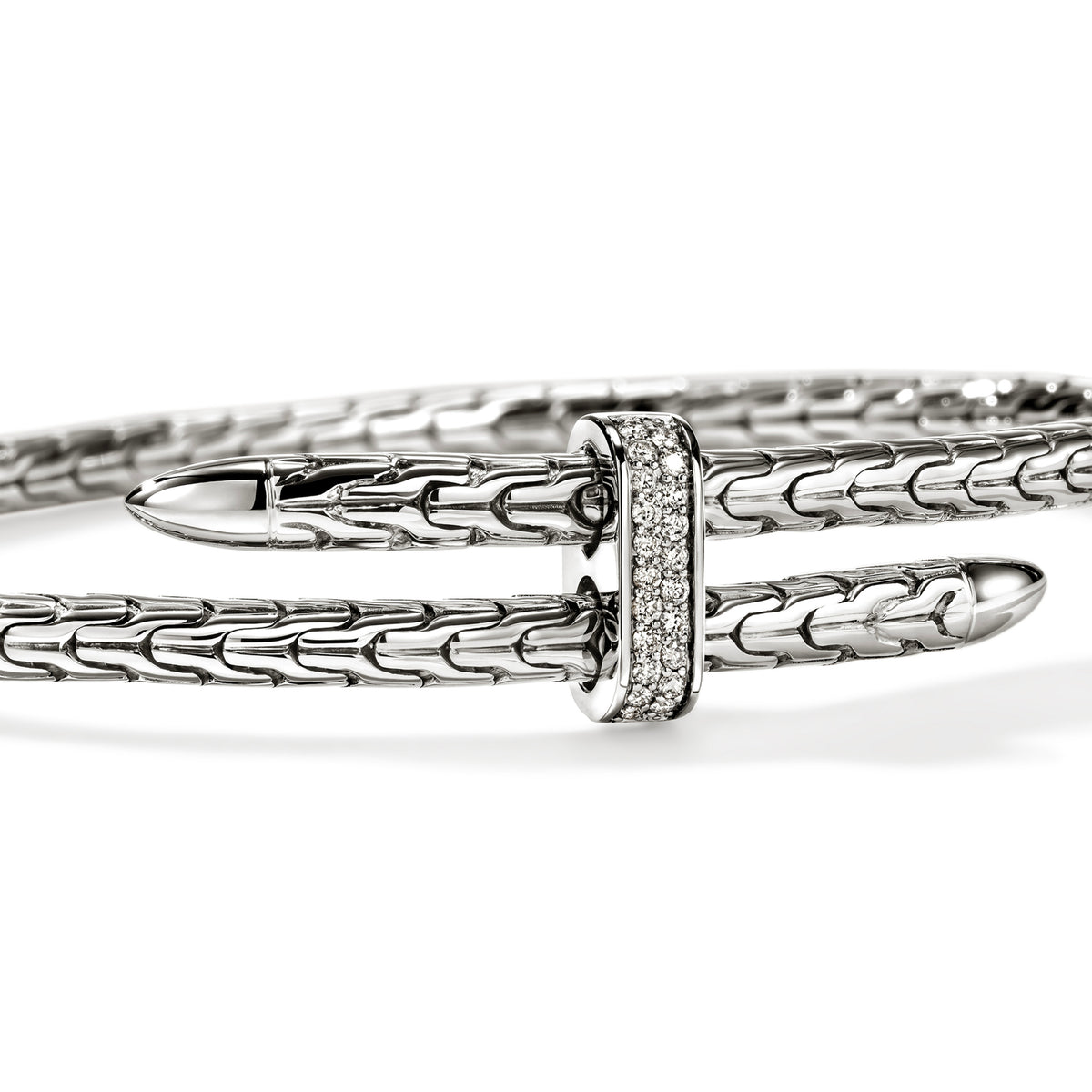 Spear Flex Cuff, Sterling Silver, Diamonds, 4MM, by John Hardy - Alternate View 1
