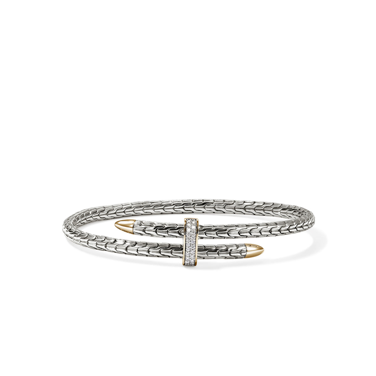 Spear Flex Cuff, Gold, Sterling Silver, Diamonds, 4MM, by John Hardy Bracelets John Hardy
