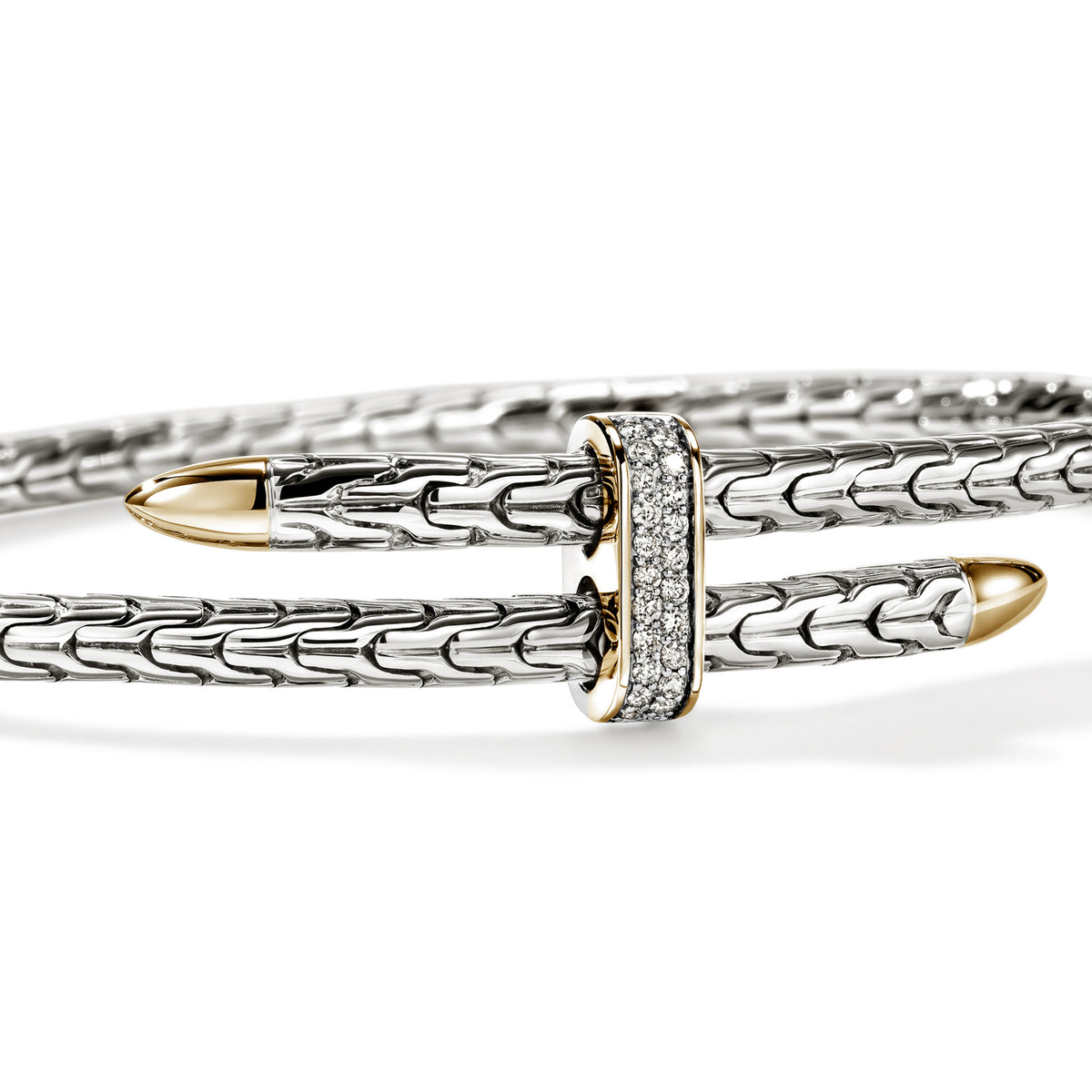 Spear Flex Cuff, Gold, Sterling Silver, Diamonds, 4MM, by John Hardy - Alternate View 1