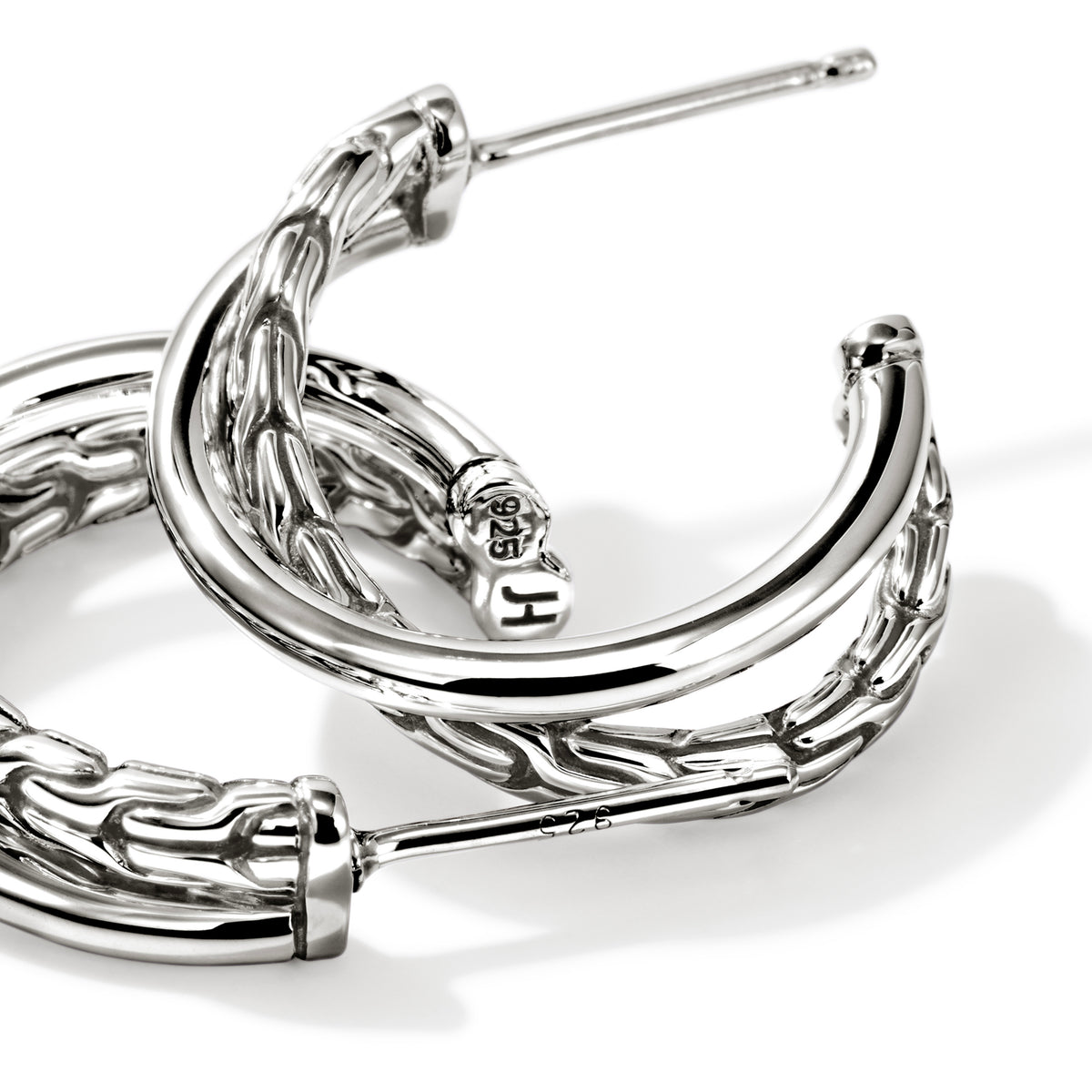 JH Essential Crossover Earring, Sterling Silver, 20.5MM, by John Hardy - Alternate View 1