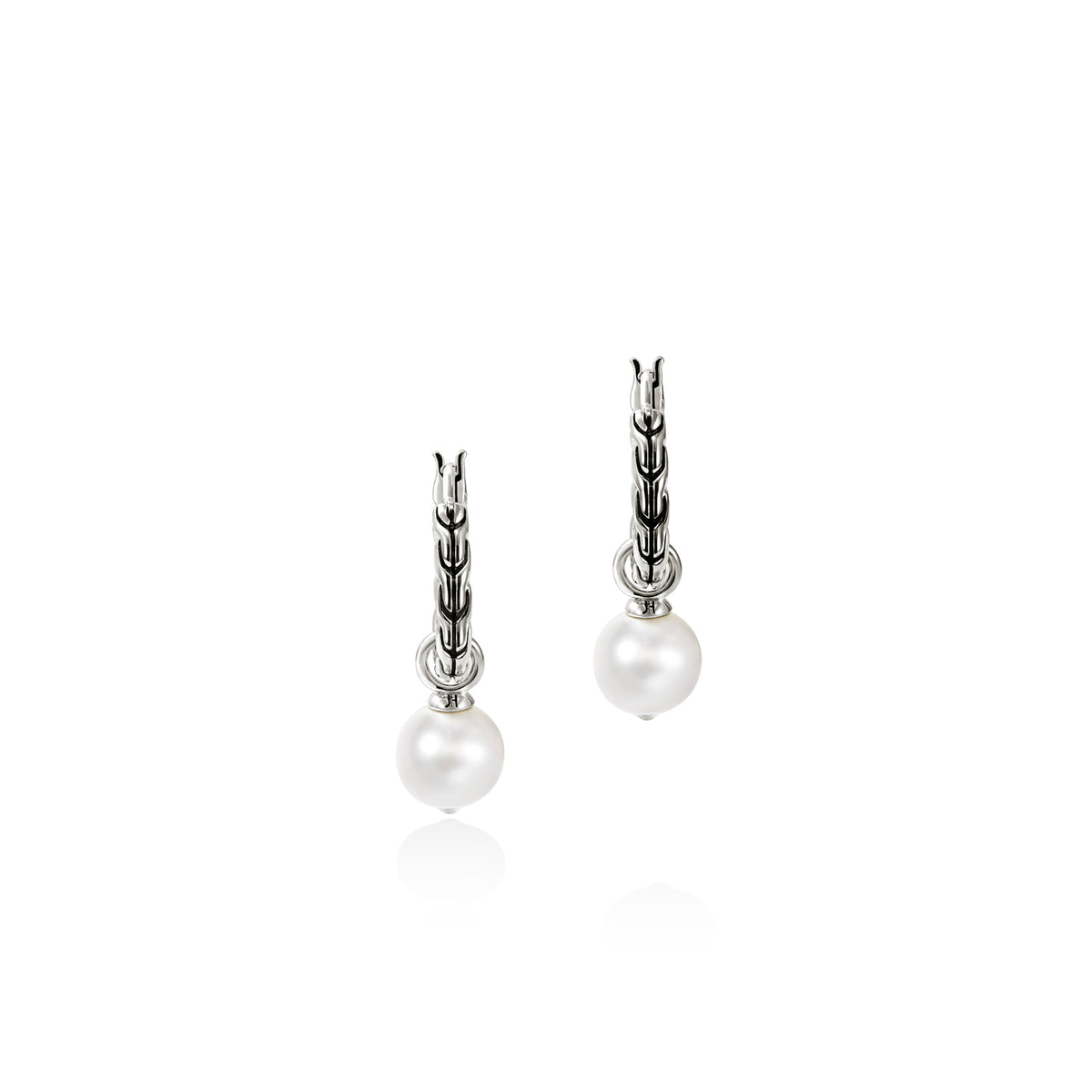 JH Essential Pearl Hoop Earring, Sterling Silver, 16MM, by John Hardy Earrings John Hardy
