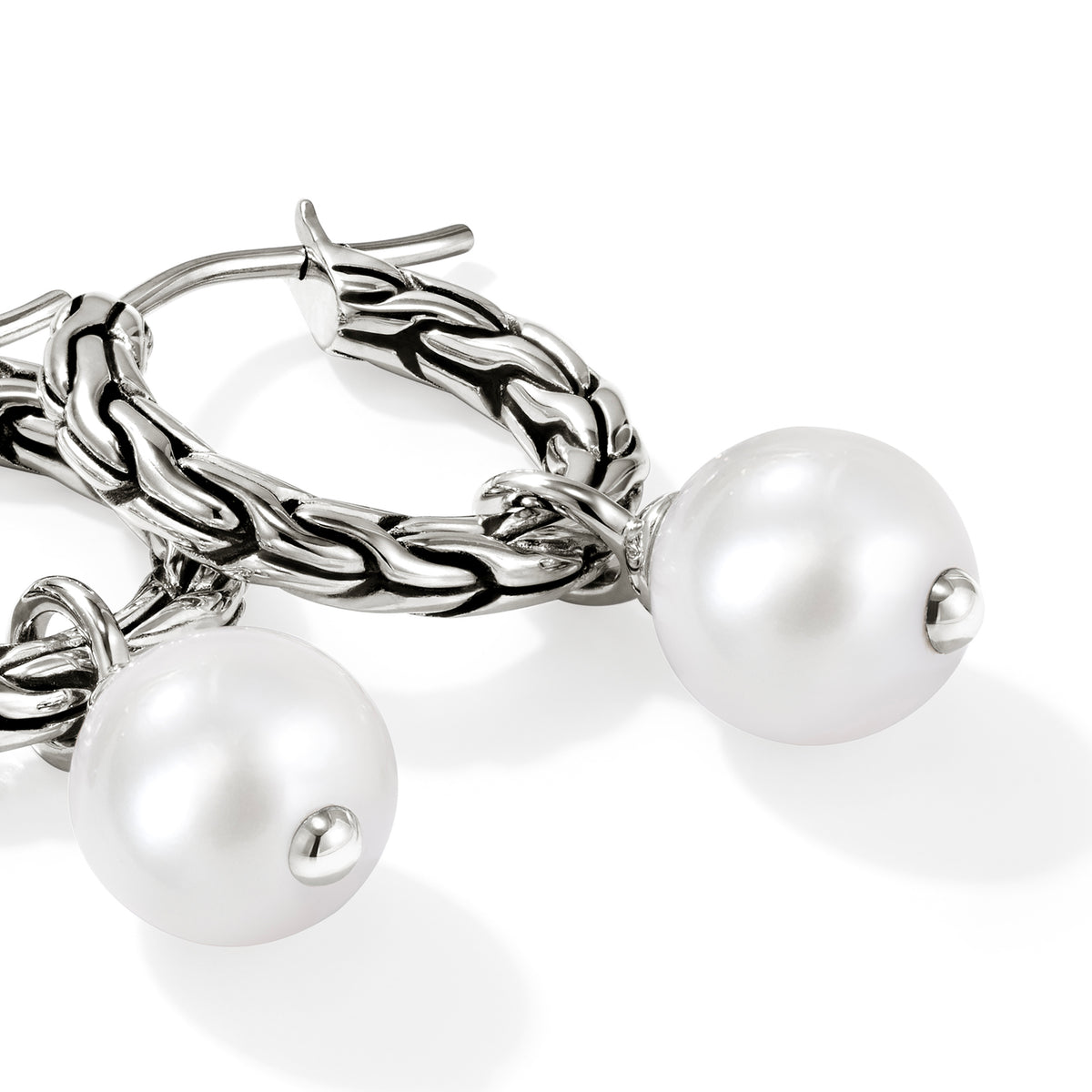 JH Essential Pearl Hoop Earring, Sterling Silver, 16MM, by John Hardy - Alternate View 1