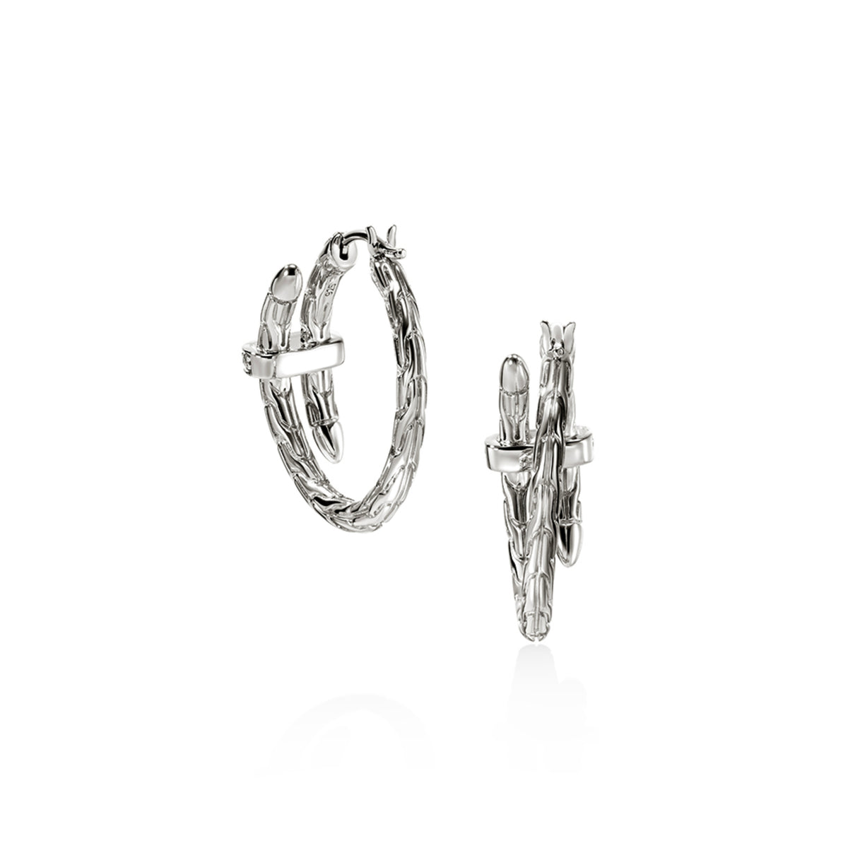 Spear Hoop Earring, Silver, Diamonds, 22.5MM, by John Hardy - Alternate View 2