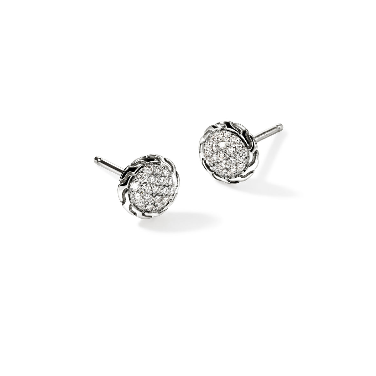 JH Essential Pave Stud Earring, Sterling Silver, Diamonds, 7MM, by John Hardy - Alternate View 3