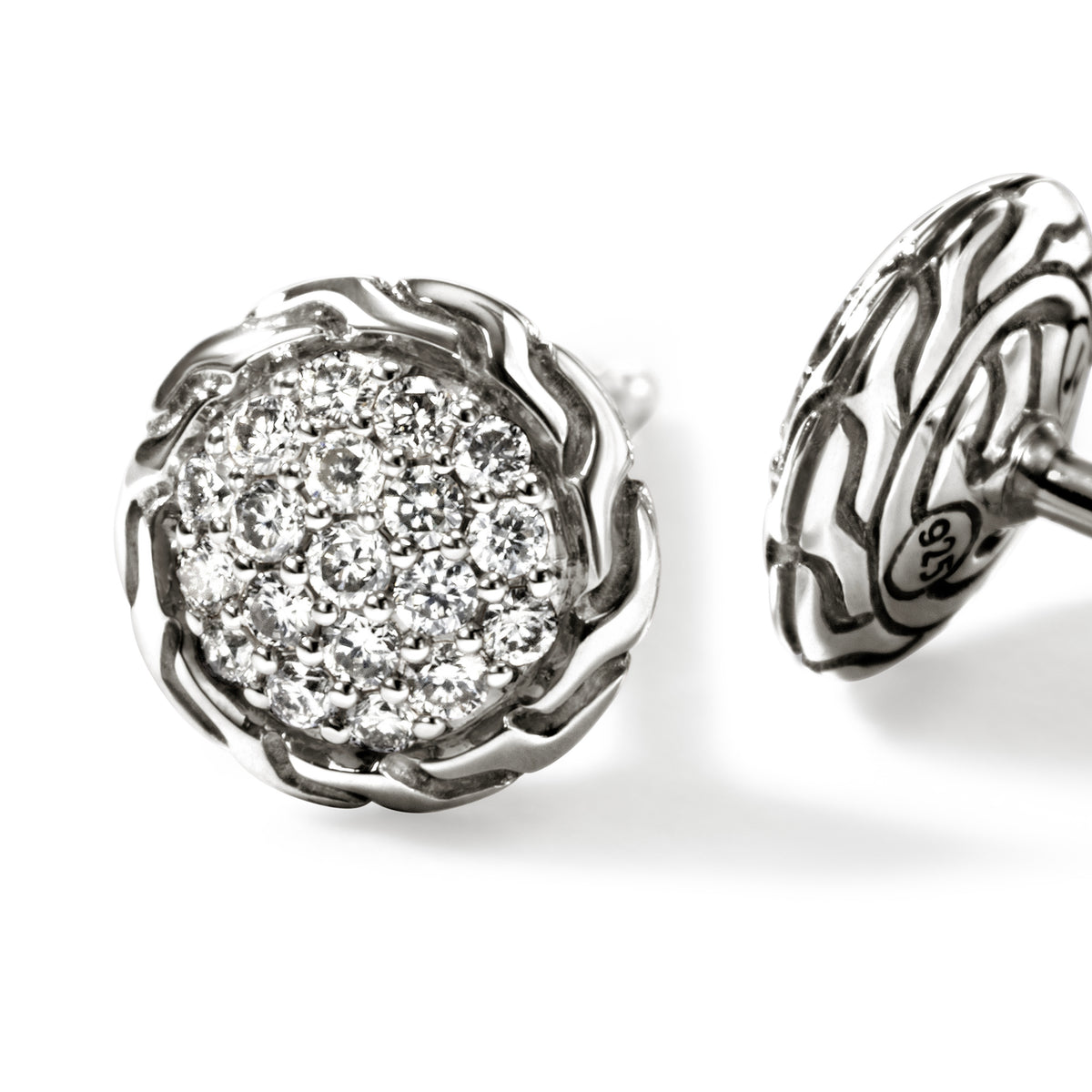 JH Essential Pave Stud Earring, Sterling Silver, Diamonds, 7MM, by John Hardy - Alternate View 1