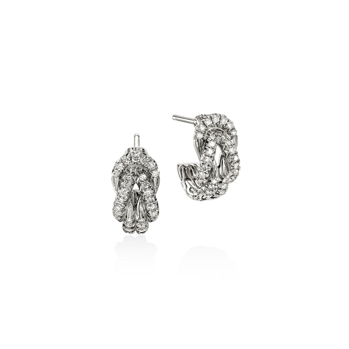 Love Knot Earrings, Sterling Silver, Diamonds, by John Hardy - Alternate View 1