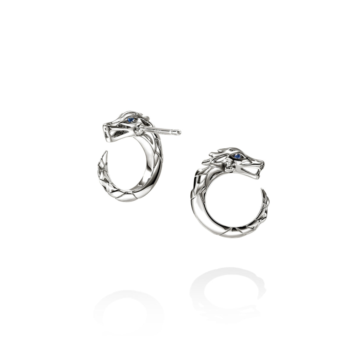 Naga Earrings, Sterling Silver, Blue Sapphire, by John Hardy - Alternate View 2