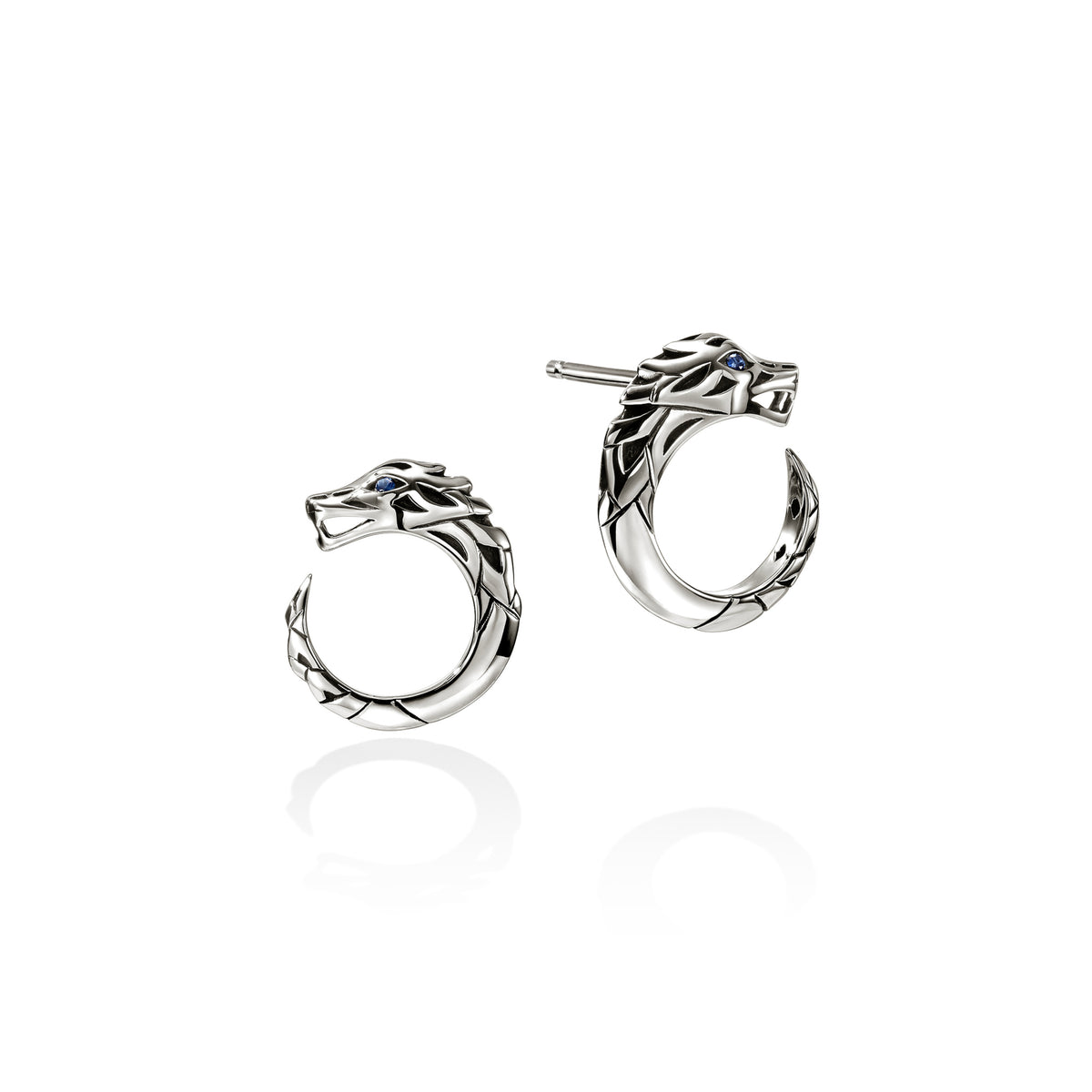 Naga Earrings, Sterling Silver, Blue Sapphire, by John Hardy - Alternate View 1