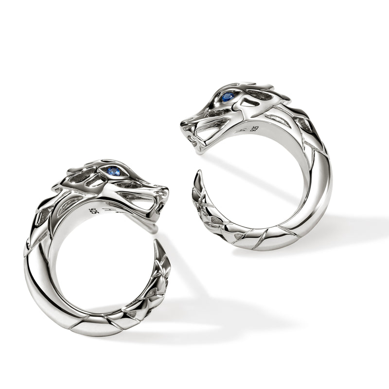 Naga Earrings, Sterling Silver, Blue Sapphire, by John Hardy Earrings John Hardy