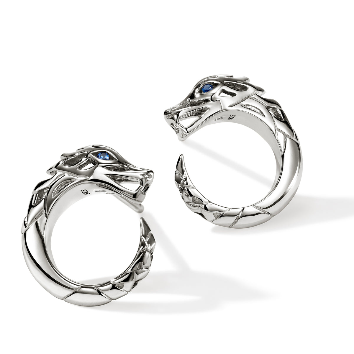 Naga Earrings, Sterling Silver, Blue Sapphire, by John Hardy Earrings John Hardy