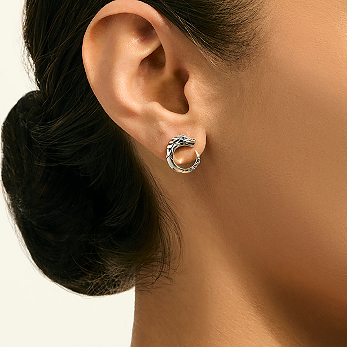 Naga Earrings, Sterling Silver, Blue Sapphire, by John Hardy - Alternate View 3