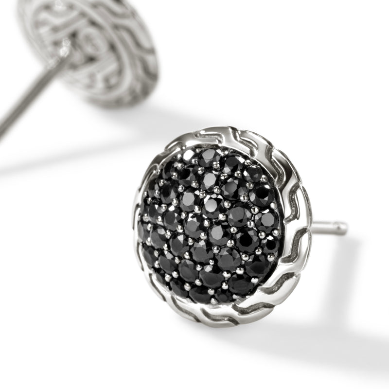 JH Essential Pave Stud Earring, Sterling Silver, Gemstones, 10MM, by John Hardy Earrings John Hardy