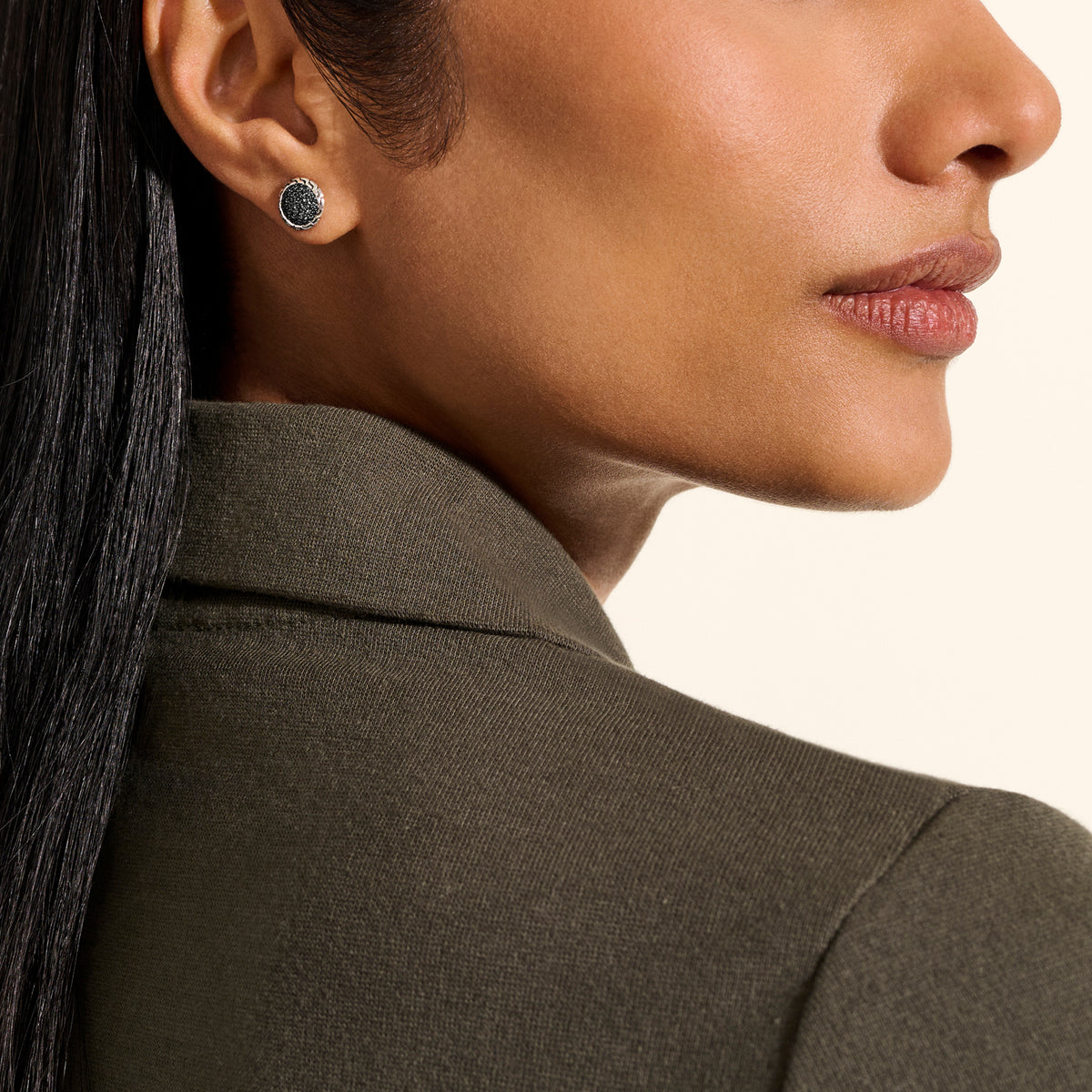 JH Essential Pave Stud Earring, Sterling Silver, Gemstones, 10MM, by John Hardy - Alternate View 4